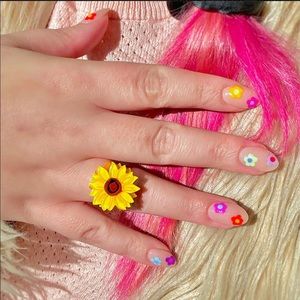 Follow The Sun Statement Sunflower Statement Acrylic Ring Medium by Erstwilder